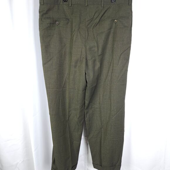 Hart Schaffner Marx Mens 38x28 Gray Grey Pleated Cuffed Dress Pants - Picture 2 of 8